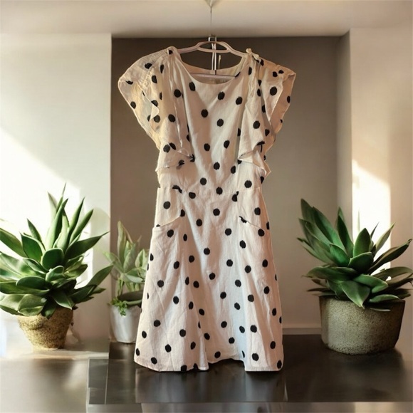 a new day Dresses & Skirts - a new day White and Black Polka Dot Dress